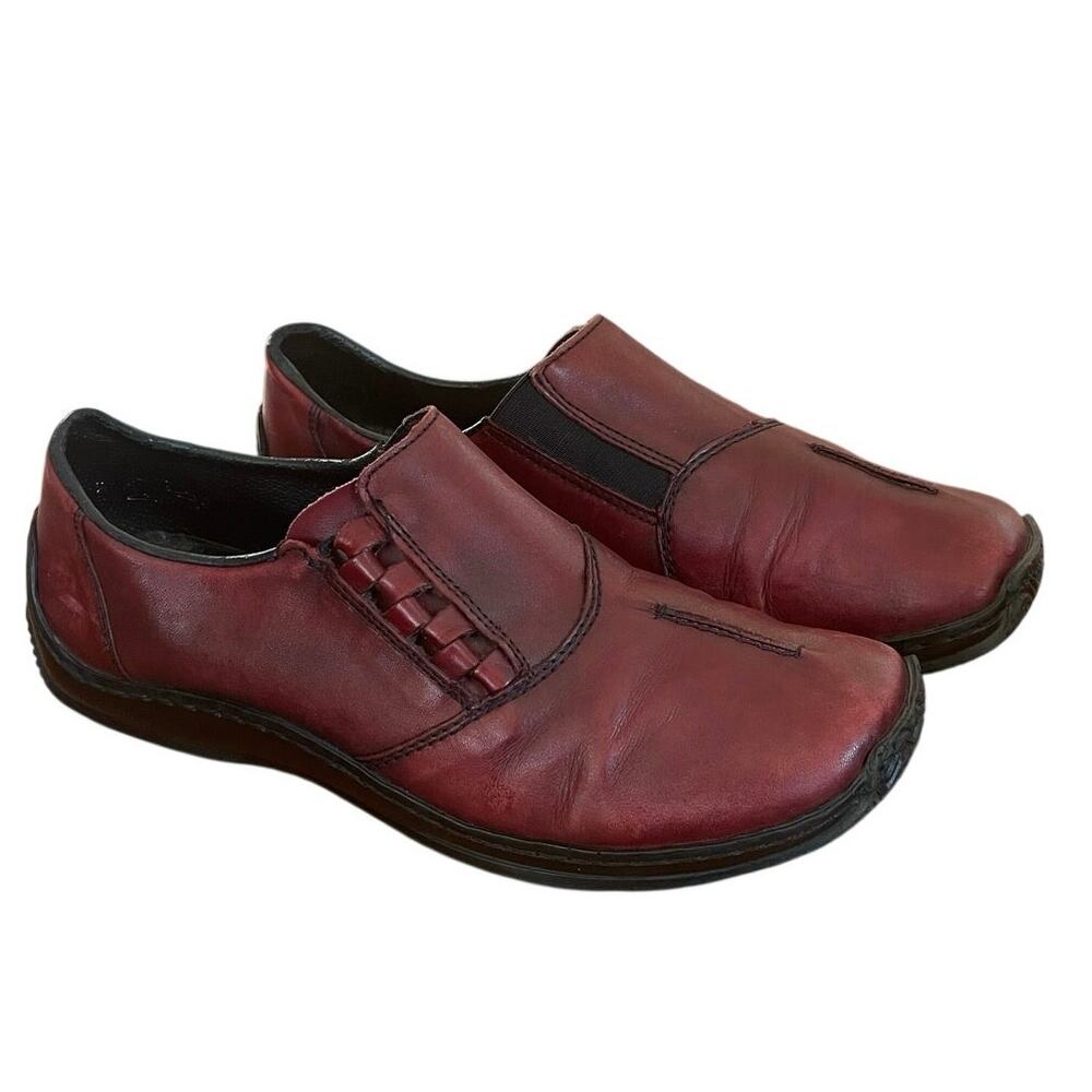 Rieker Antistress Red Leather Elastic Side Women’s Shoes Size EU 39 / US 8.5